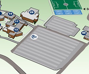 Campus map showing Parking Lot 2