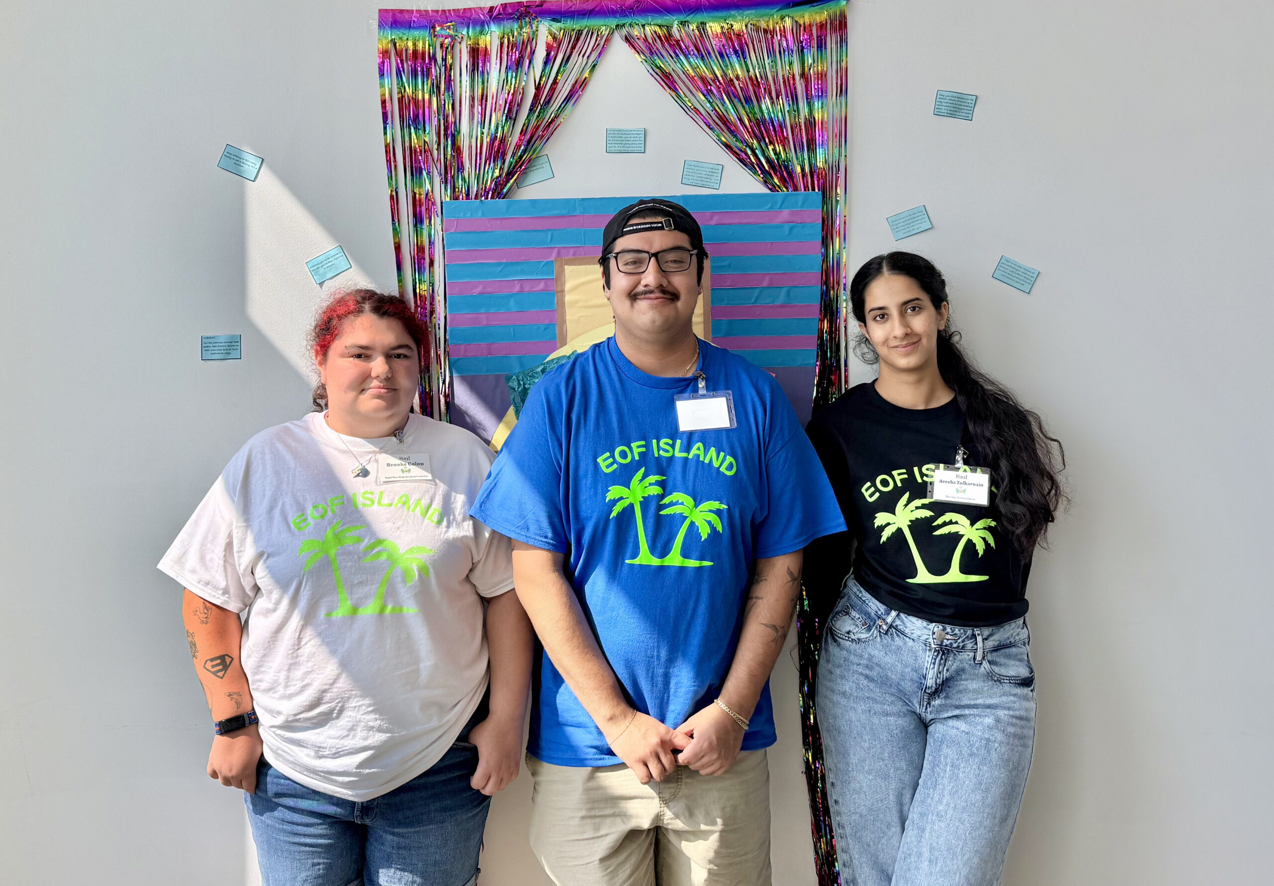 EOF student leaders posing in their matching EOF Island shirts 